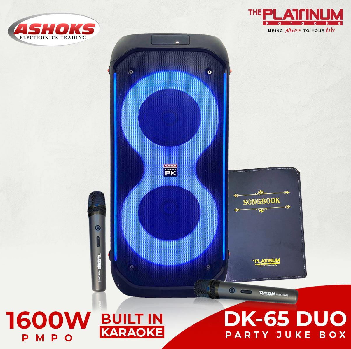 Platinum Karaoke DK 65 Duo Party Jukebox Karaoke and Music Speaker Karaoke Built-in Bluetooth