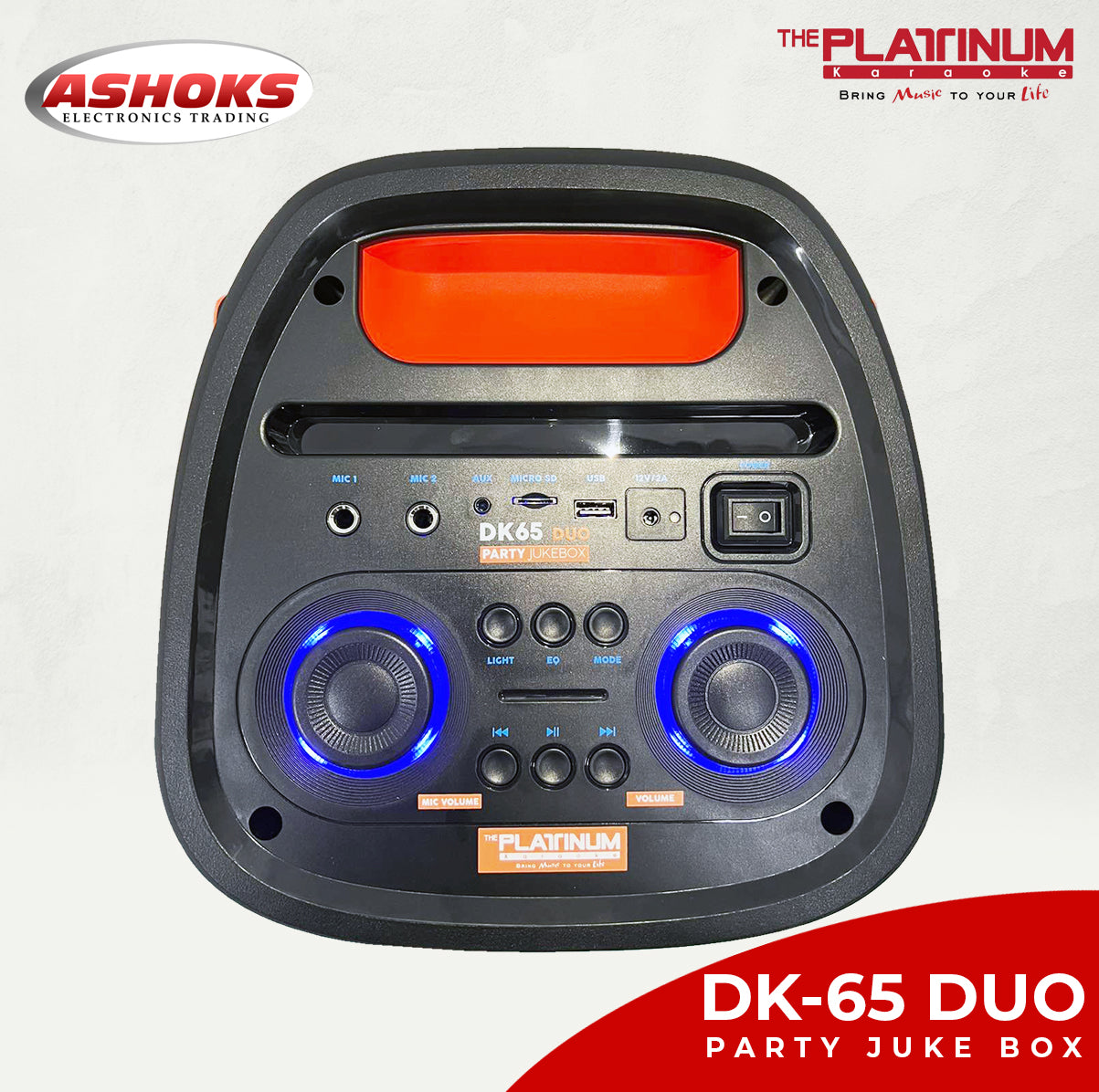 Platinum Karaoke DK 65 Duo Party Jukebox Karaoke and Music Speaker Karaoke Built-in Bluetooth