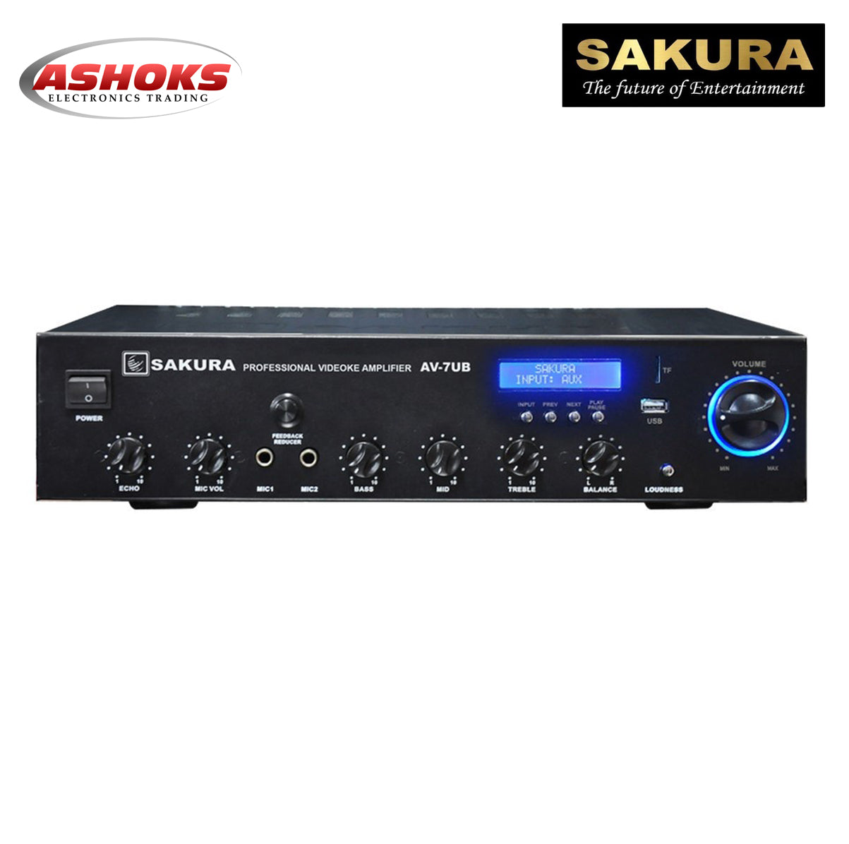 Sakura AV 7UB Amplifier / 850w X 2 / 2 Channel / 2 Mic Input / Bluetooth, USB, SD Port