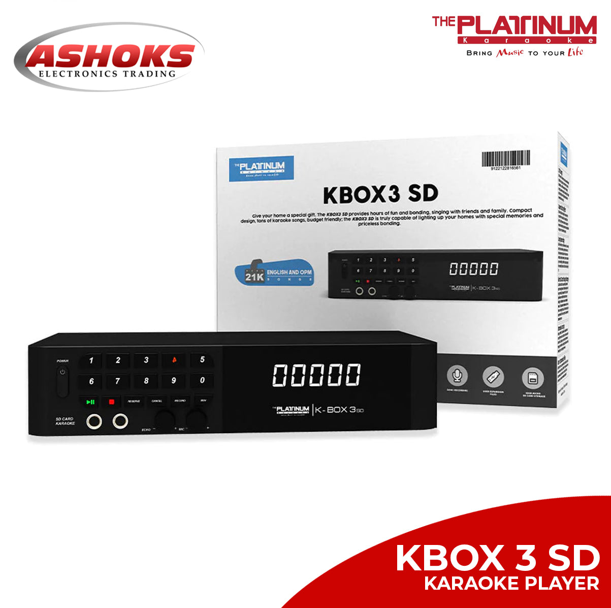 Platinum Karaoke KBox 3 SD karaoke Player / 21K++ Songs / free wired Mic