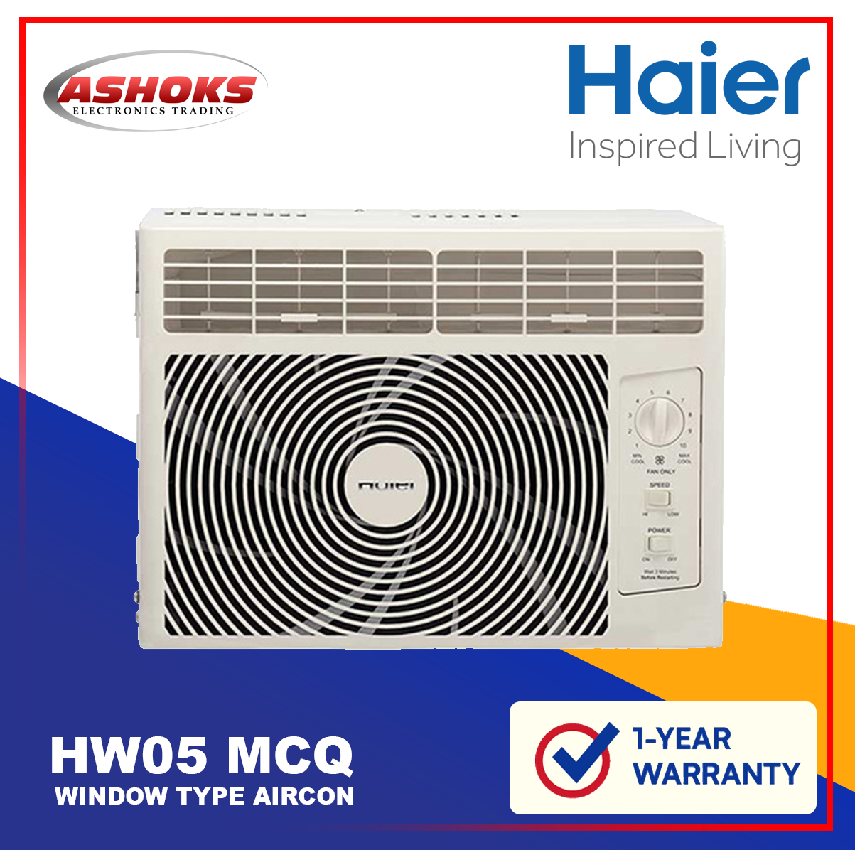 Haier HW 05MCQ Aircon Window Type / Easy Clean Filter, ECO Friendly / Manual Aircon window Type