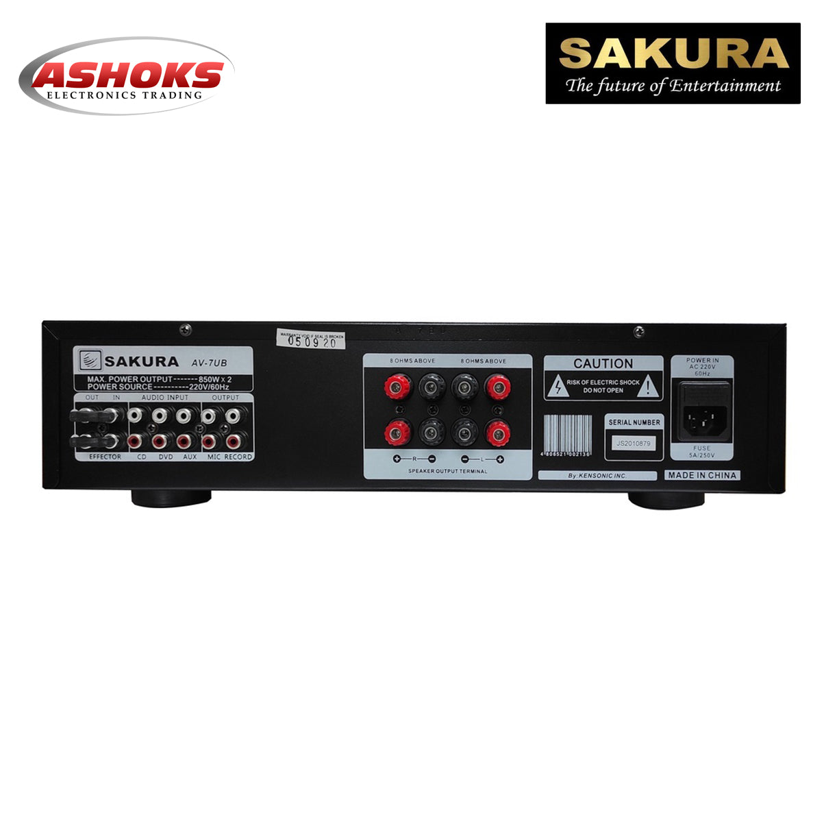 Sakura AV 7UB Amplifier / 850w X 2 / 2 Channel / 2 Mic Input / Bluetooth, USB, SD Port