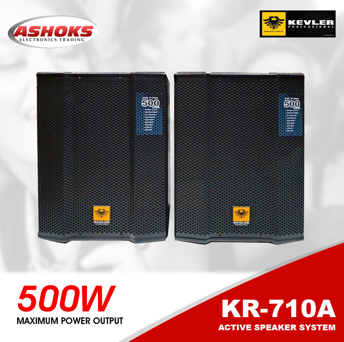 Kevler KR 710A Speaker Pair / 3 way Bass Reflex / 10 inch Active Speaker (Sold as PAIR)