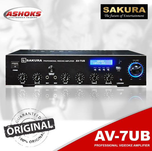 Sakura AV 7UB Amplifier / 850w X 2 / 2 Channel / 2 Mic Input / Bluetooth, USB, SD Port