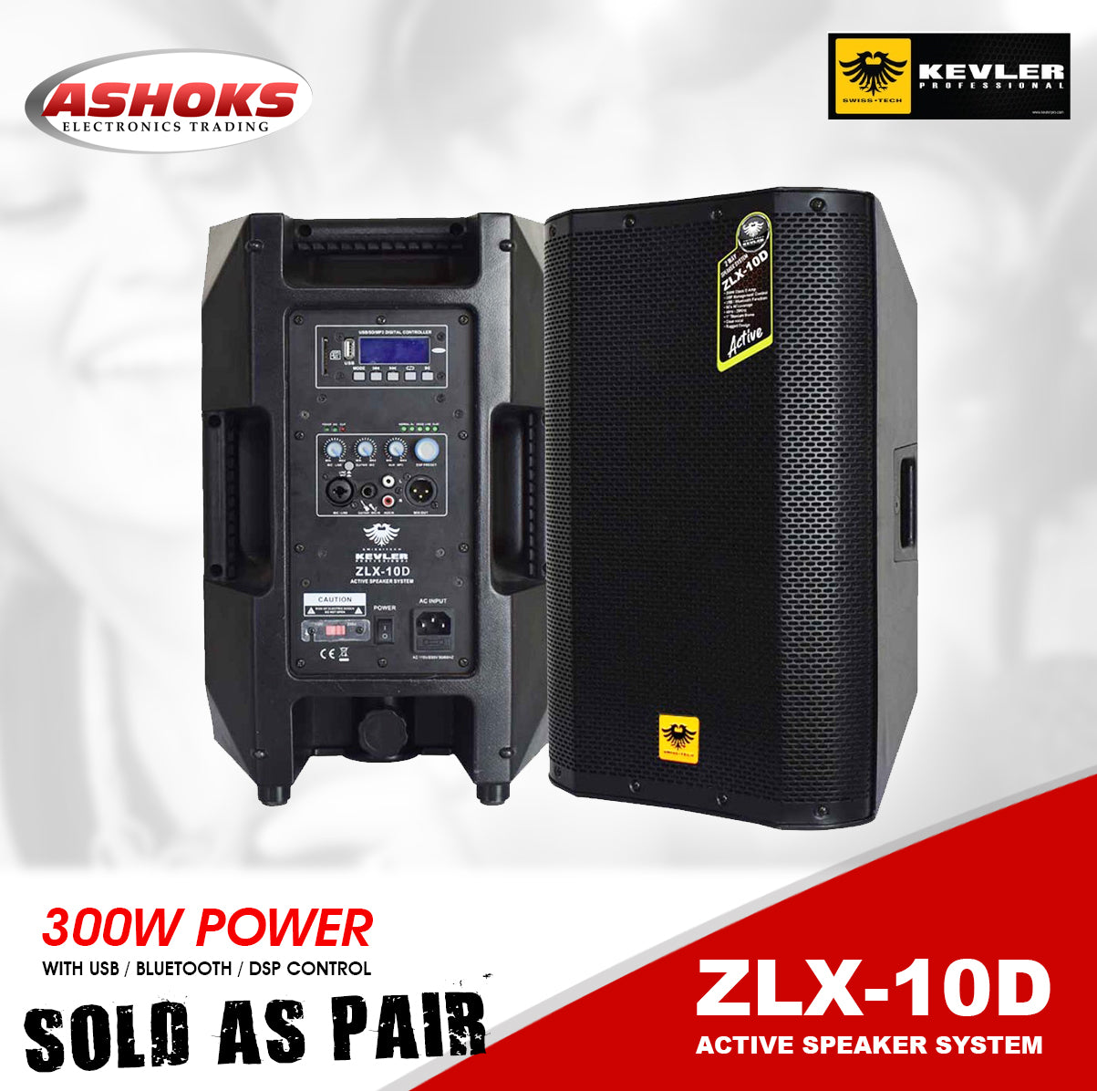 Kevler ZLX 10D Speaker / 10 inch Active Speaker System / 3 way Bass Reflex / Sold as Pair / Kevler