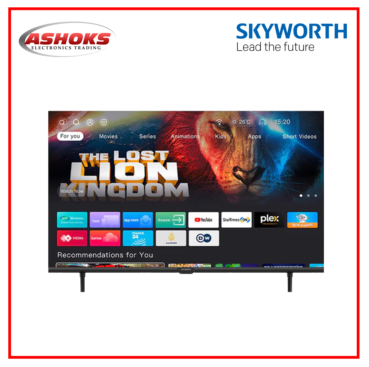 Skyworth 32STD4000 Coolita OS / Smart Led TV / YouTube, Prime Video, Plex / Borderless Display