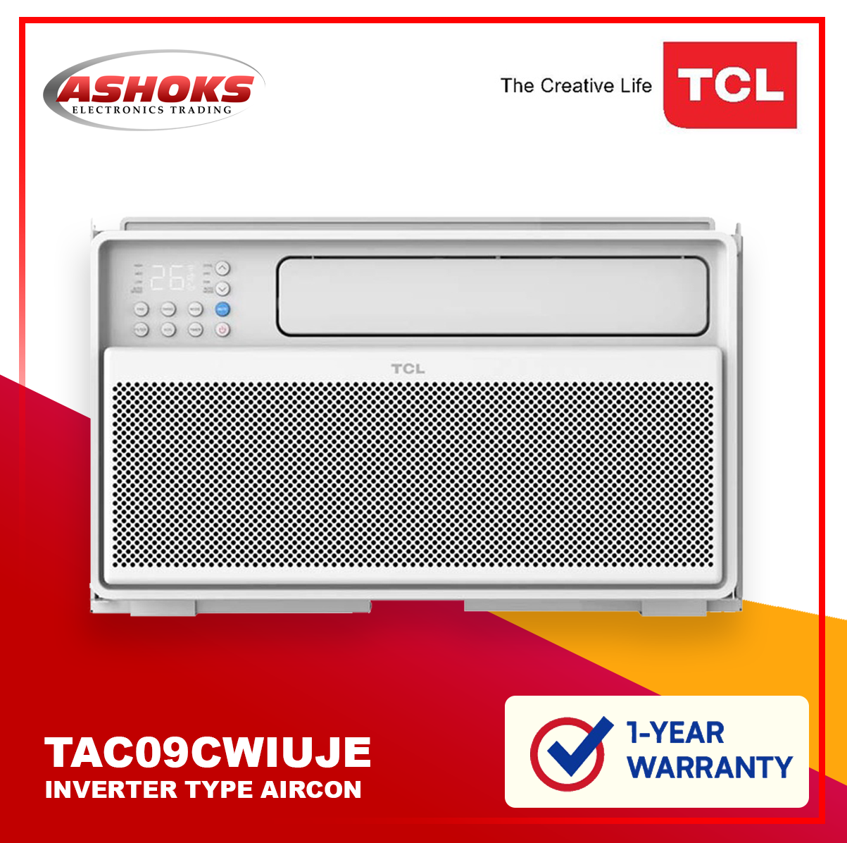 TCL TAC-09CWI/UJE 1.0HP Window Type Inverter / Smart Control, AI Inverter / TCL Inverter Aircon