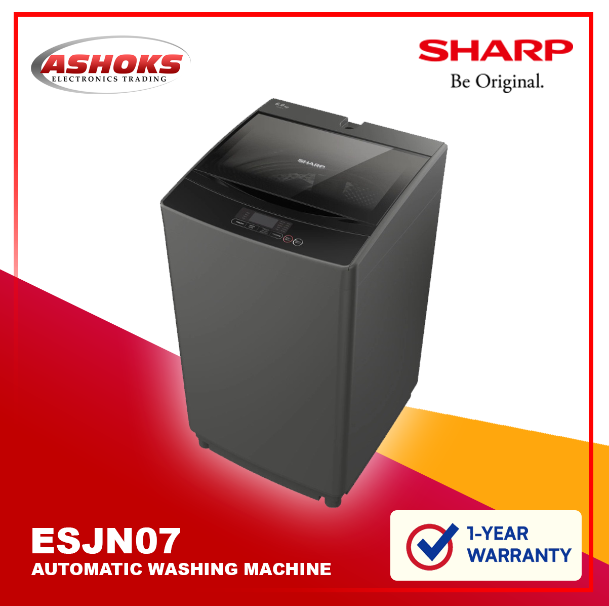 Sharp ES JN07A9(GY) Fully Auto Washing Machine / Top Load / 7kg