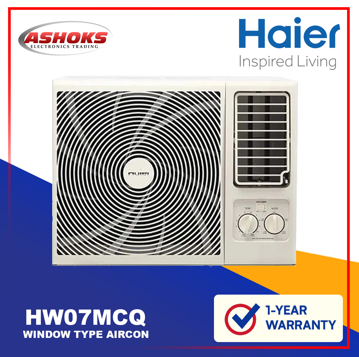 Haier HW 07MCQ13 Windaw type Aircon / Manual 0.75 WIndow Type Aircon / 4 WAY AIRFLOW