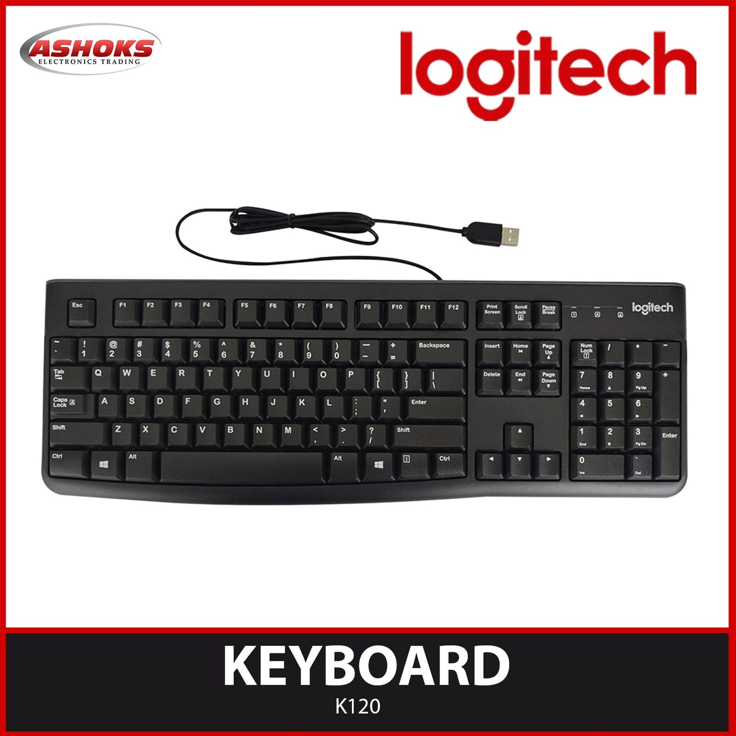 Logitech K120 keyboard / USB wired Keyboard / Spill Resistant Full size PC Laptop