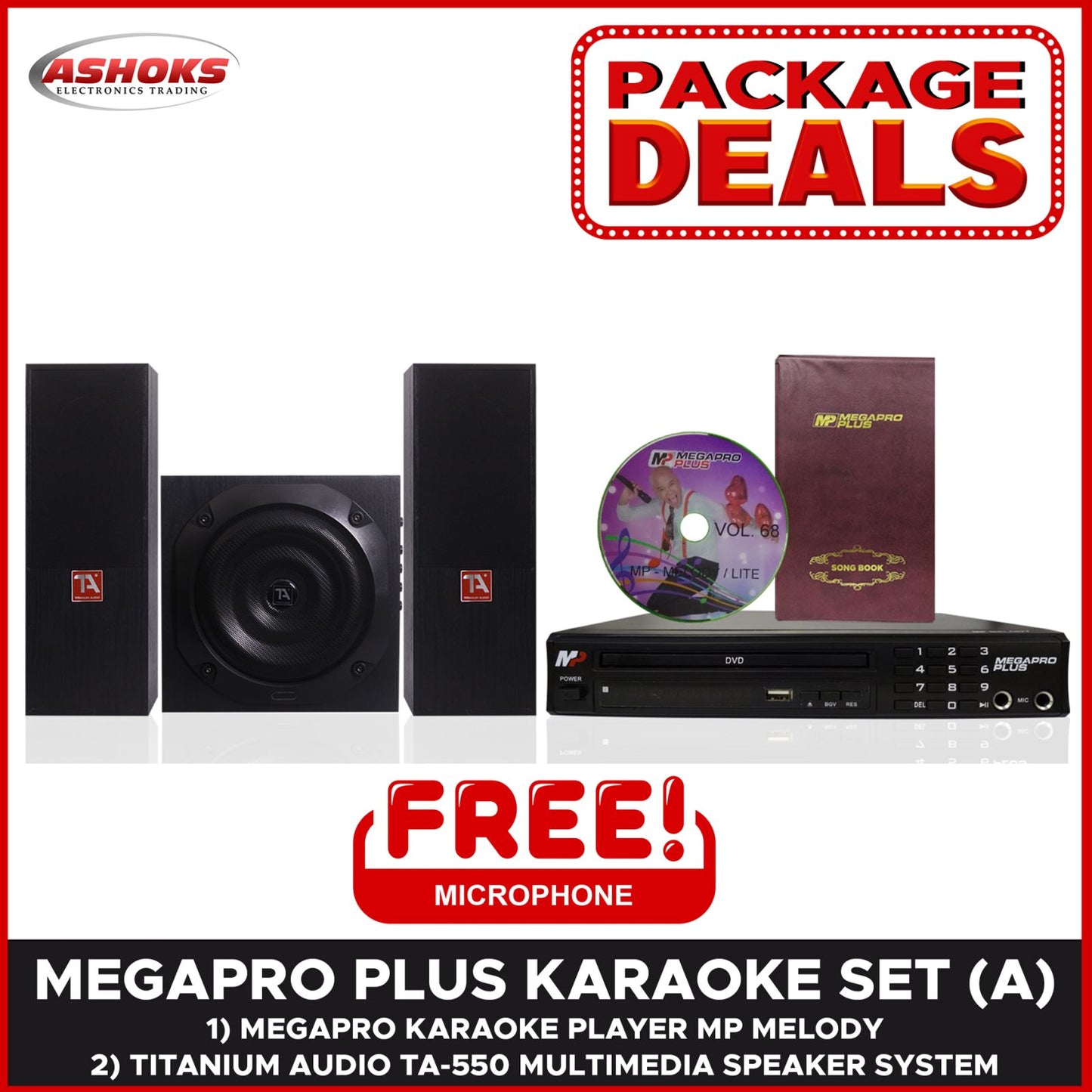 MP Melody Karaoke Player Up to 16,000 Songs with Titanium Audio TA-550 Multimedia Speaker System (SET A