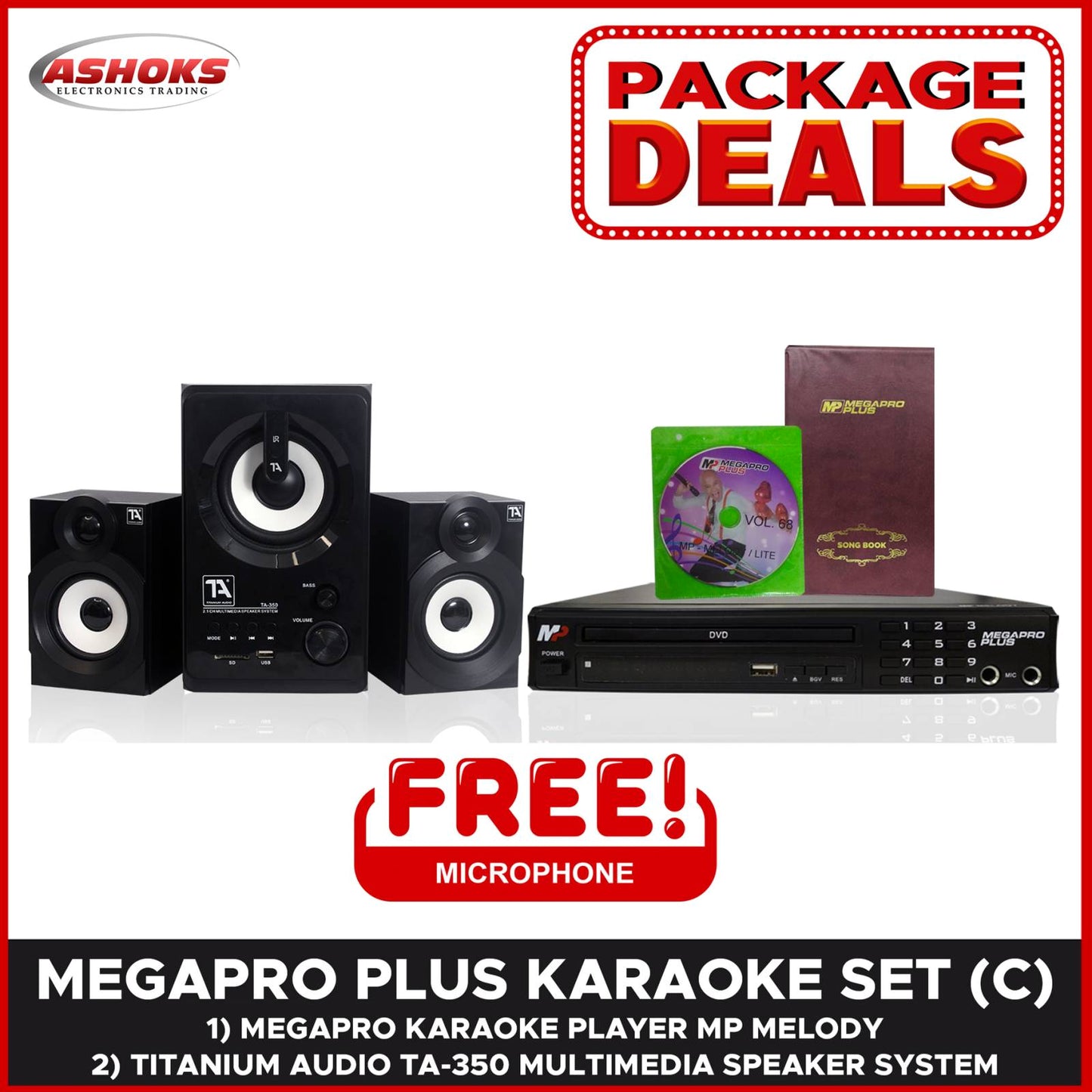 MP Melody Karaoke Player Up to 16,000 Songs with Titanium Audio TA-350 Multimedia Speaker System (SET C)