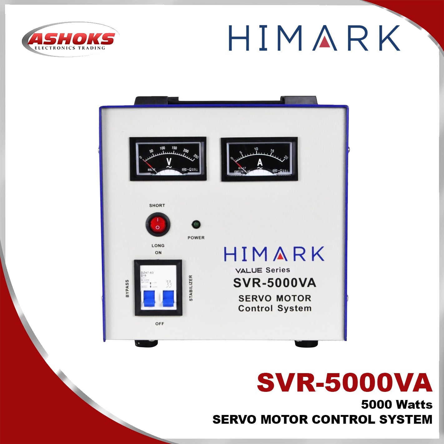 Himark SVR 5000VA AVR / 5000W / Servo Motor type / Automatic Voltage Regulator