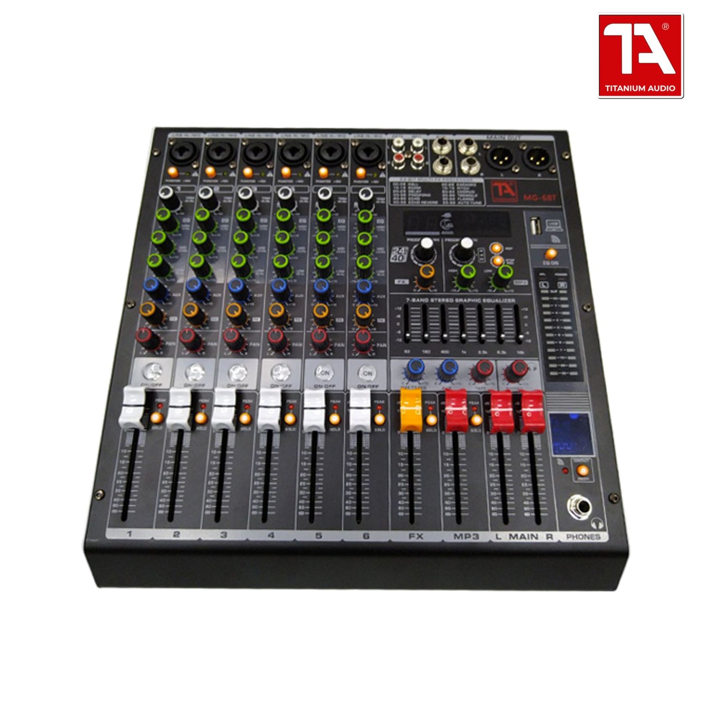 Titanium Audio MG-6BT Mixer / Professional 6 Channel Mixer / 32-BIT DSP Effects