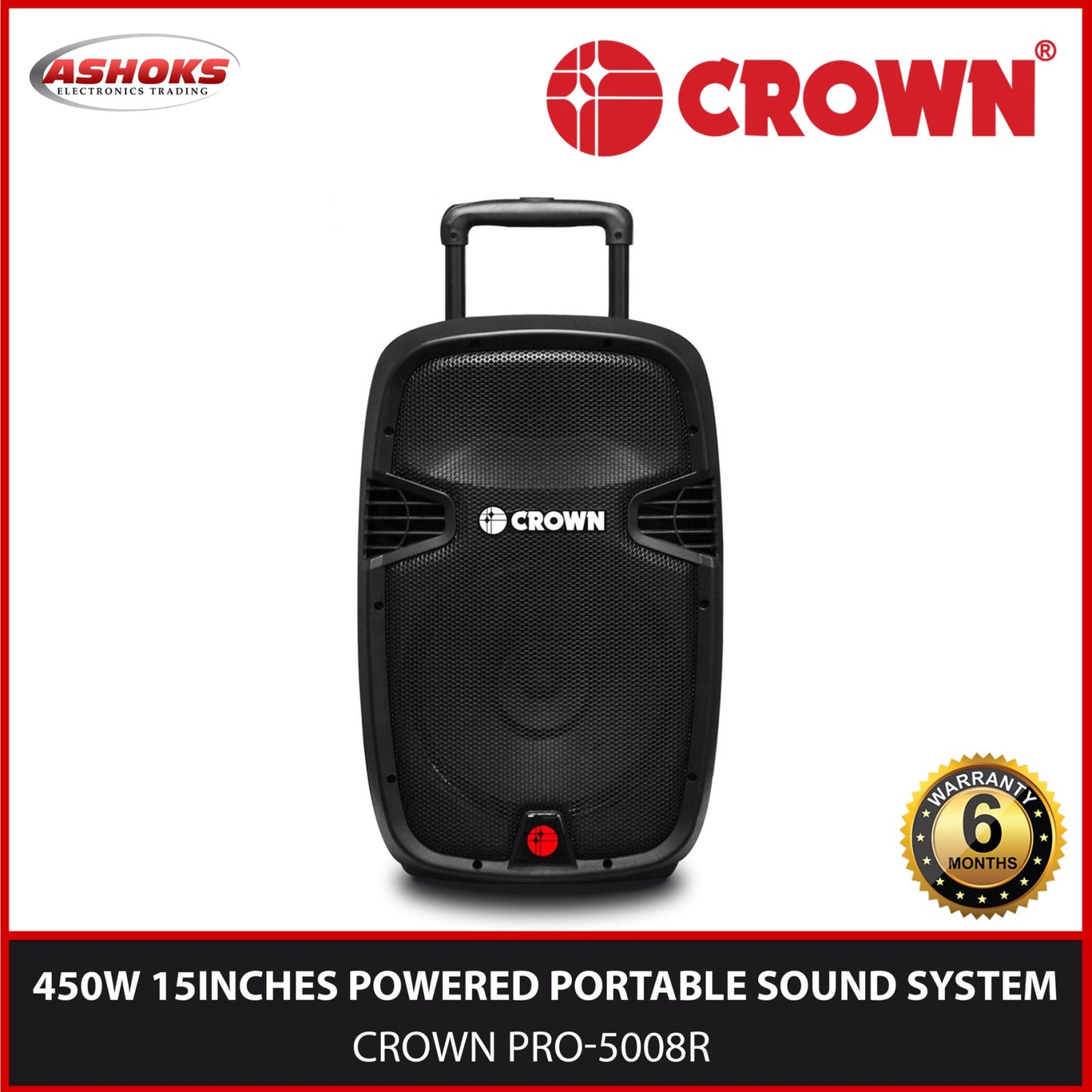 Crown PRO 5008R Plus 15 inches 2 Way 450W / Portable Trolley Speaker