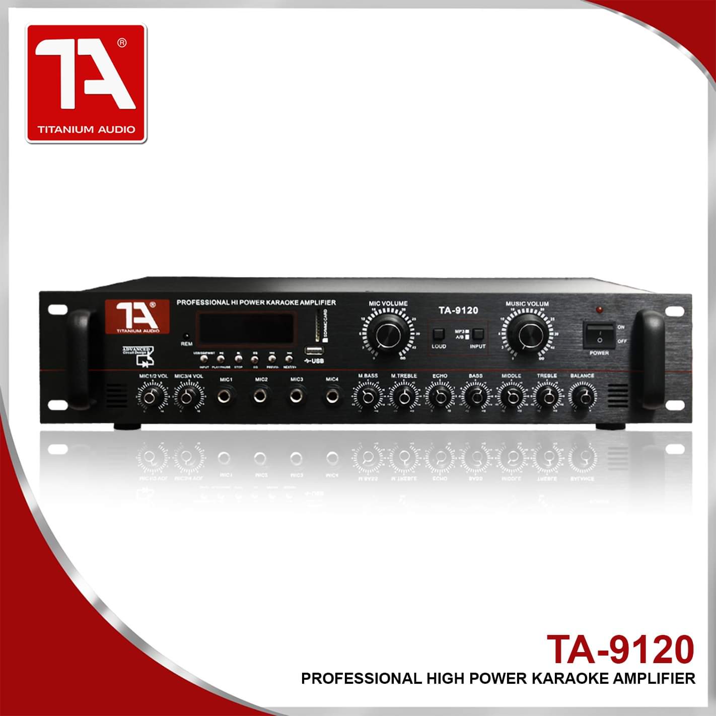 Titanium Audio TA-9120 Amplifier 1800W Professional High Power Karaoke Amplifier