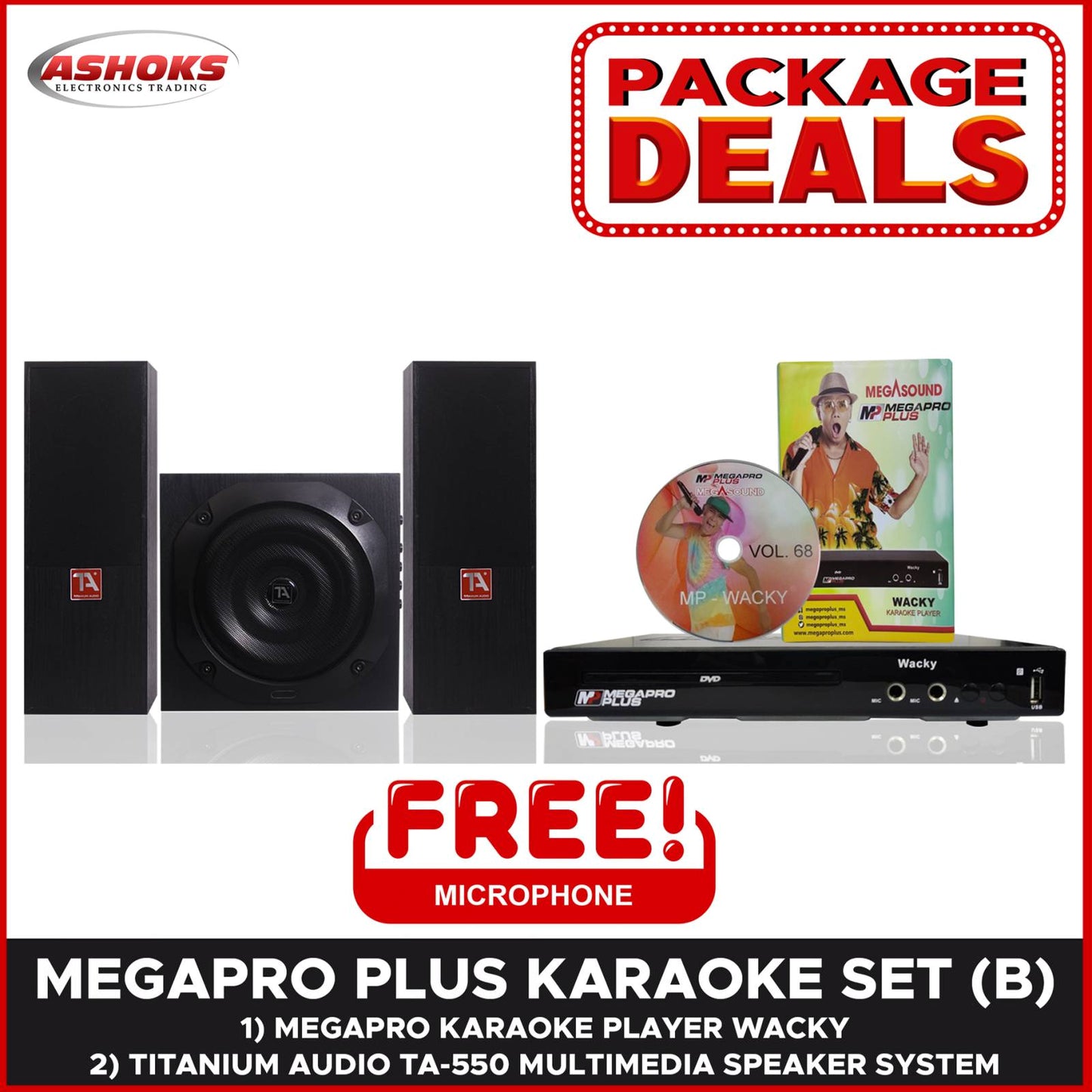 Wacky Karaoke Player 16,000+ Songs with Titanium Audio TA-550 Multimedia Speaker System (SET B)