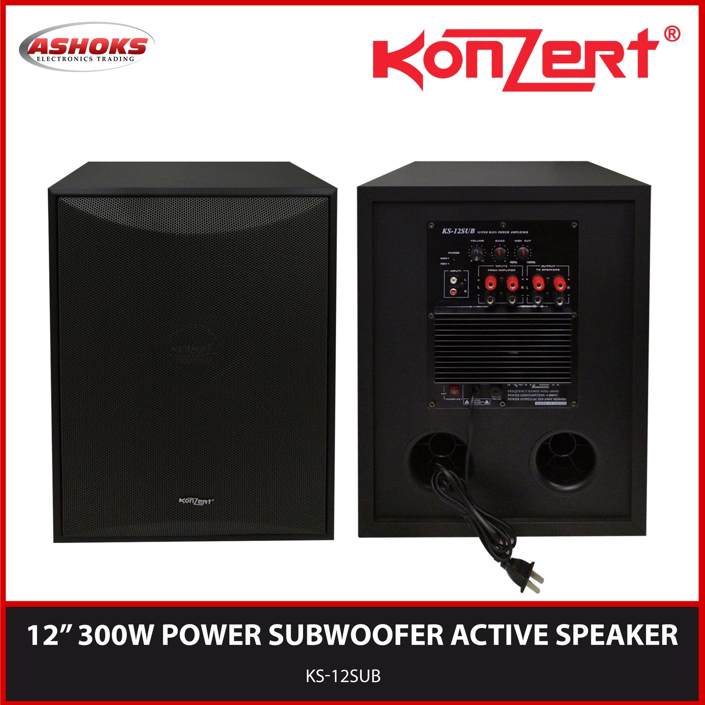 Konzert KS-12SUB 12 inch 300W /  Active Speaker / Powered Subwoofer / Konzert