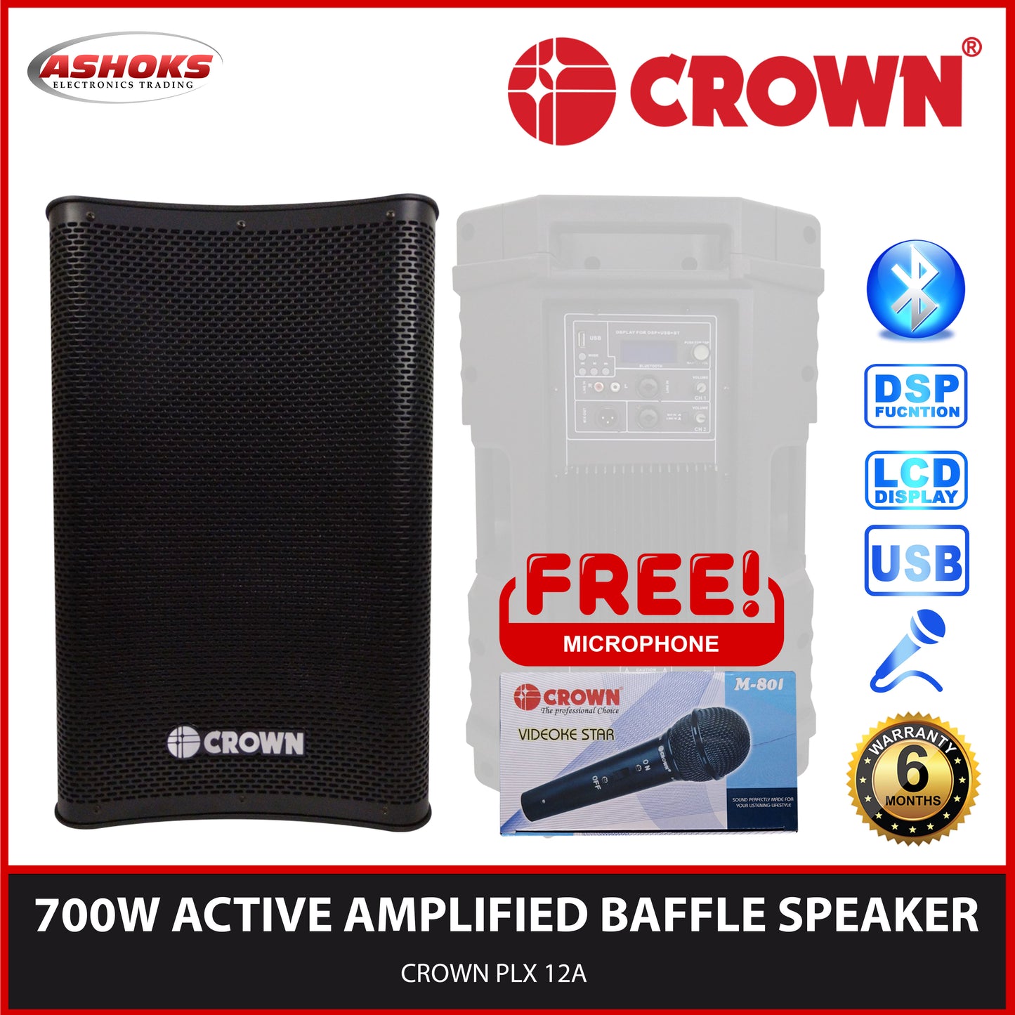 Crown PLX 12A 700W Amplified Baffle Active Speaker