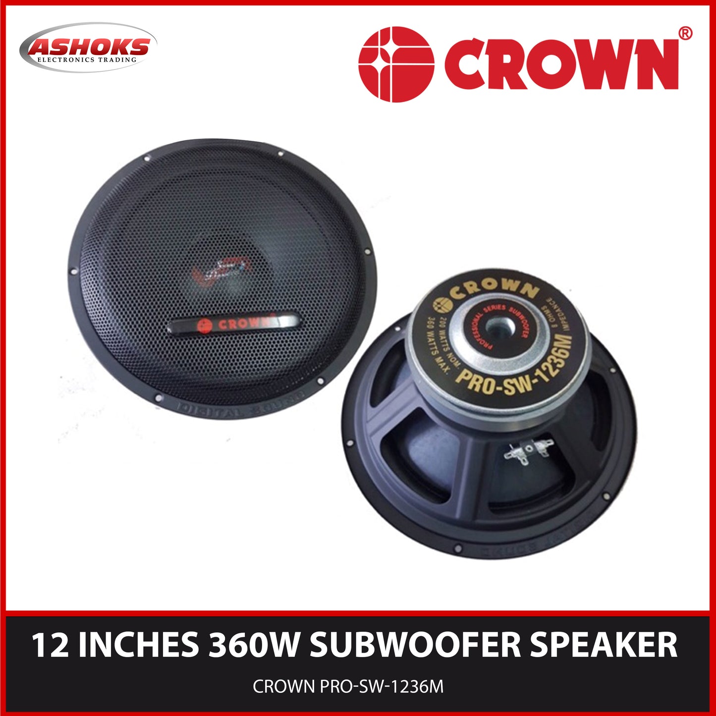 Crown Pro-SW-1236M / Subwoofer Speaker 12 inches 360W