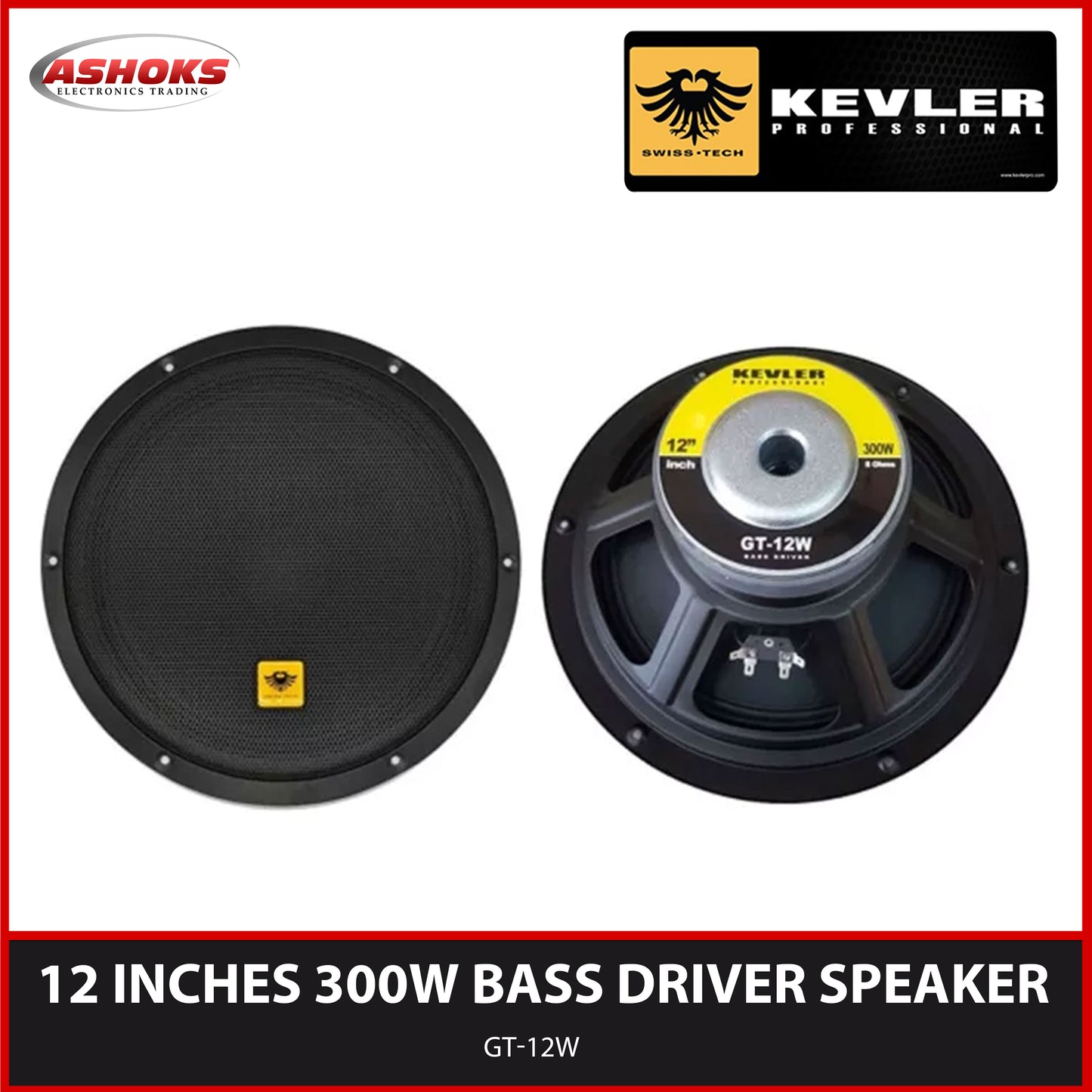 Kevler GT-12W Speaker / 12 inch Bass Driver / 300W / Bass Driver Speaker / Kevler