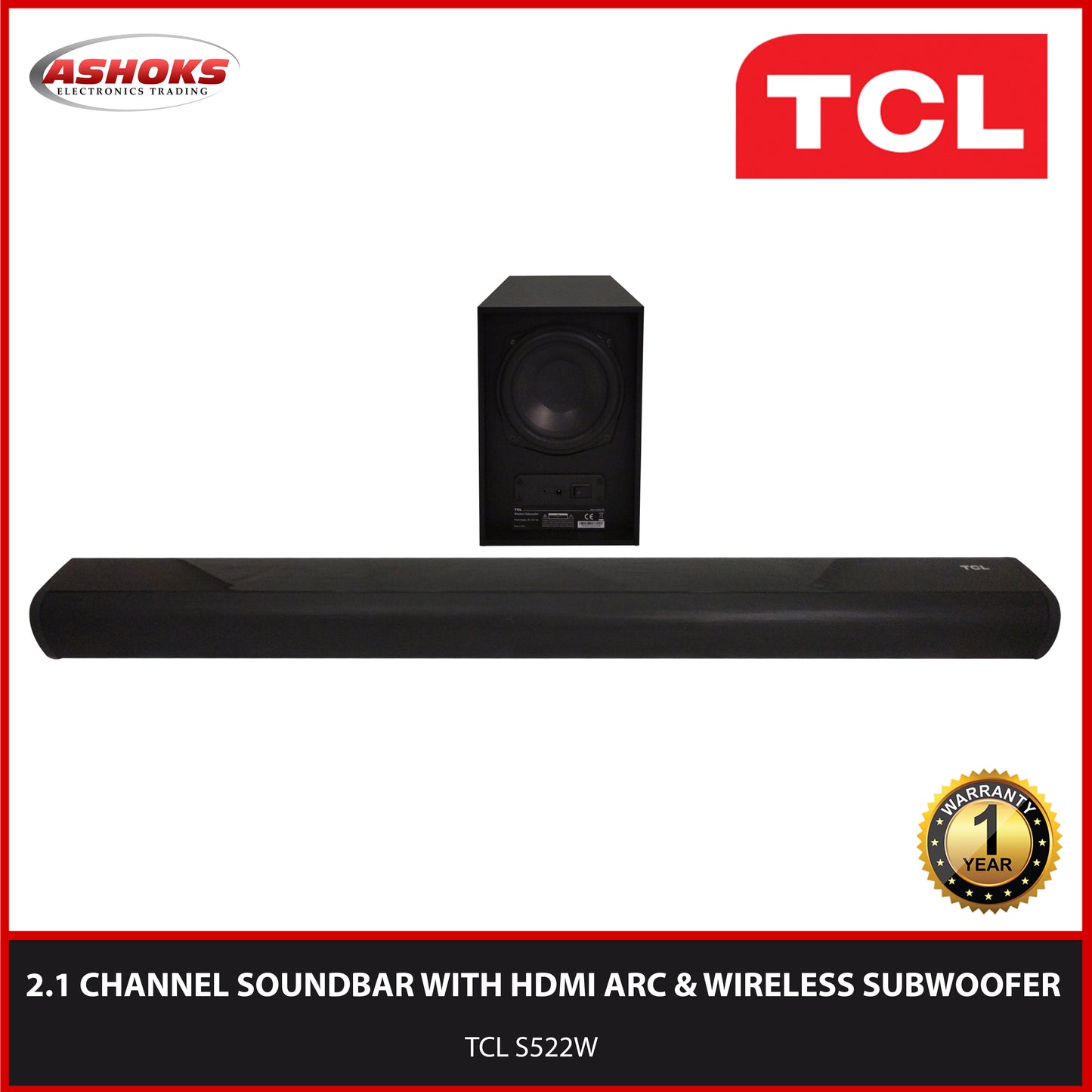 TCL S522W Soundbar / 2.1 Channel Soundbar with HDMI ARC