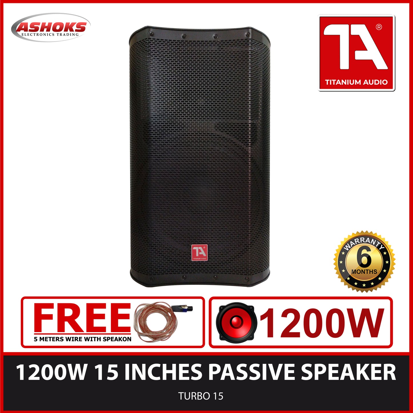 Titanium Audio Turbo 15 Passive Speaker 1200W 15inch Plastic Cabinet