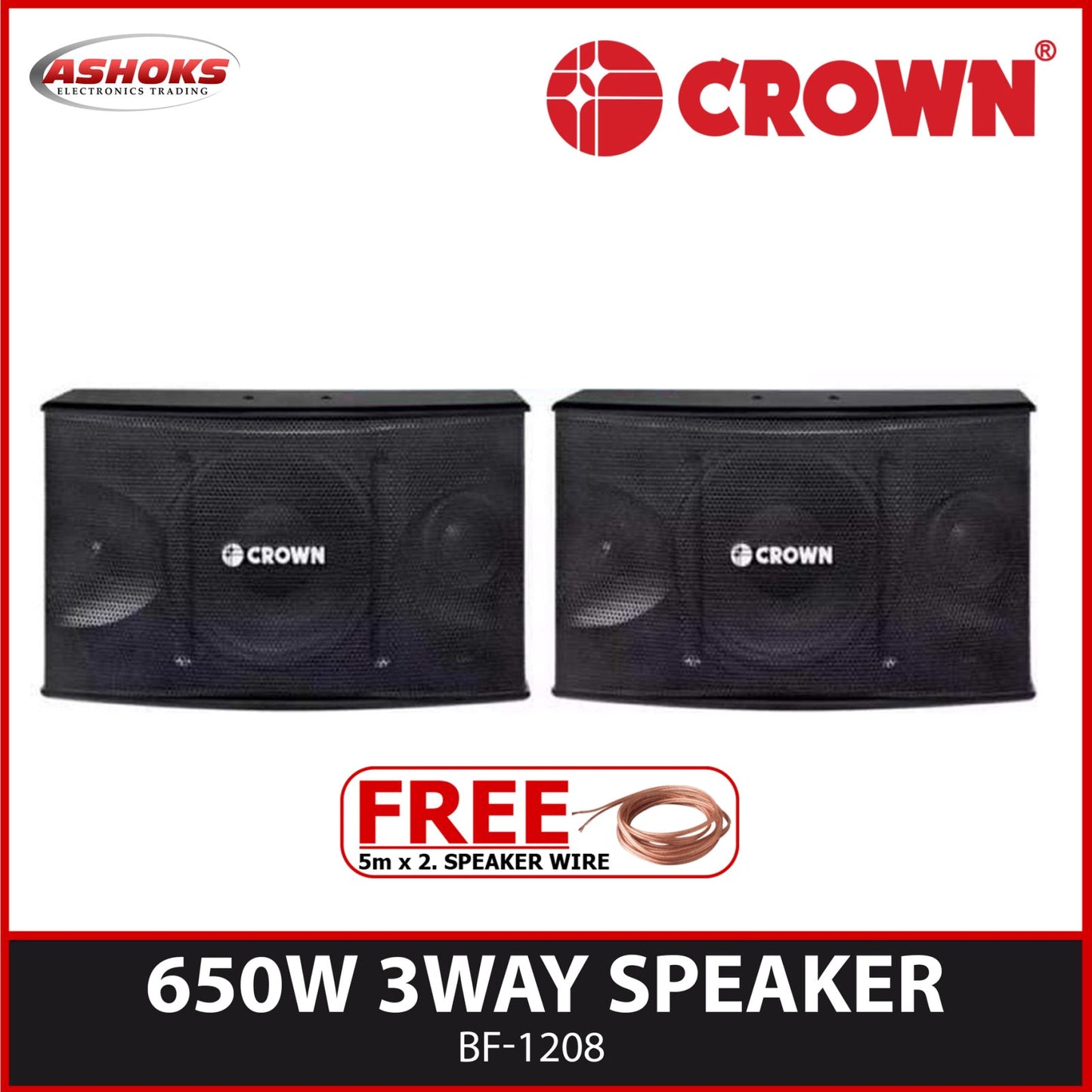 Crown BF 1208 650W 3 Way Speaker Karaoke Speaker / Original Crown Speaker