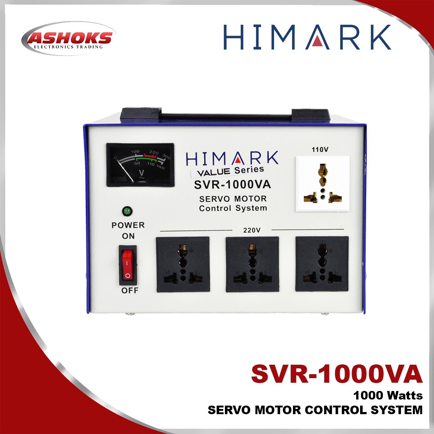 Himark SVR 1000VA AVR / 1000w / Servo Motor type / Automatic Voltage Regulator