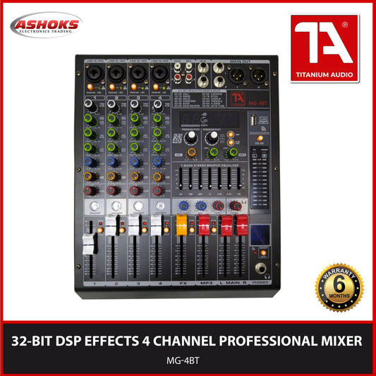 Titanium Audio MG-4BT Mixer / Professional 4 Channel Mixer / 32-BIT DSP Effects