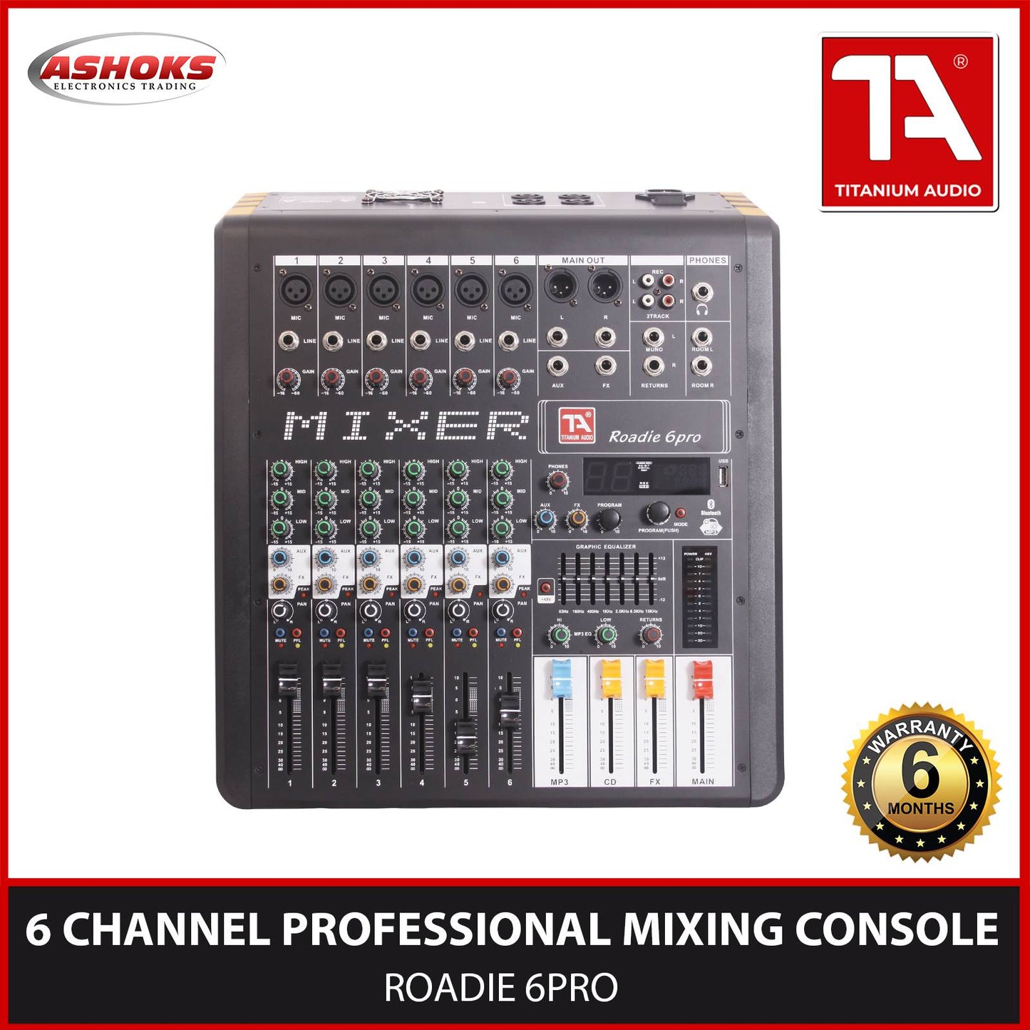 Titanium Audio  Roadie 6Pro Curve series 6  32BIT EFFECTS / Powered Mixer