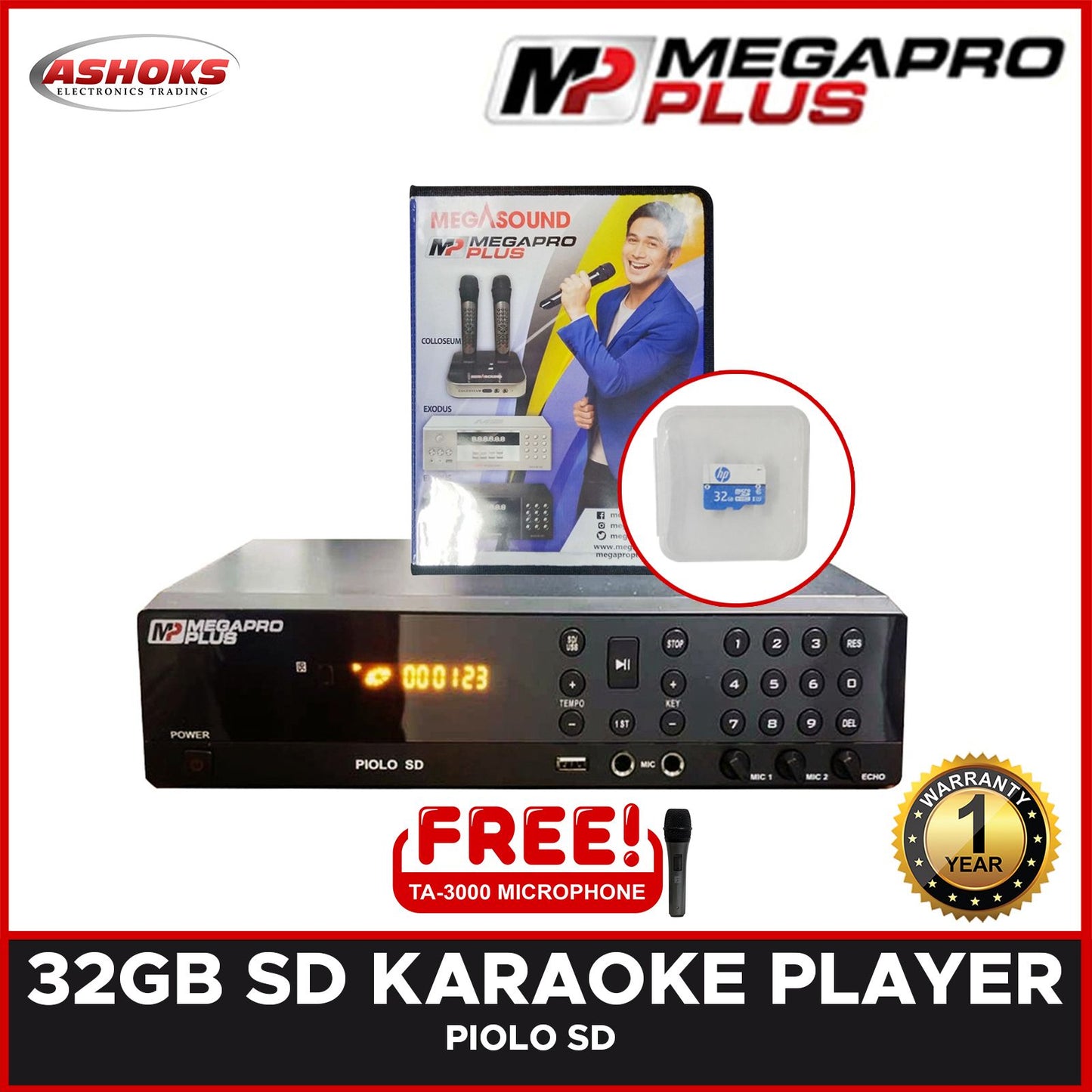 Megapro Plus Piolo SD 32GB SD Card Karaoke Player / with up to 19,000 songs, MTVs, Songbook