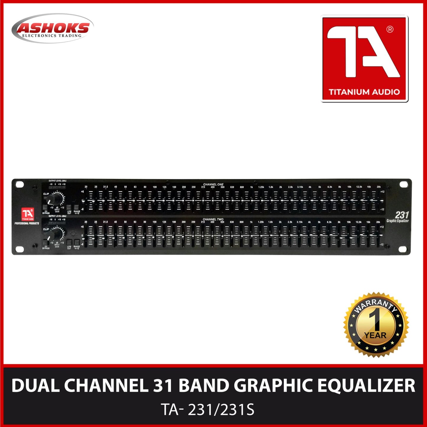 Titanium Audio TA 231 Dual Channel 31 Band 2 Series Graphic Equalizer