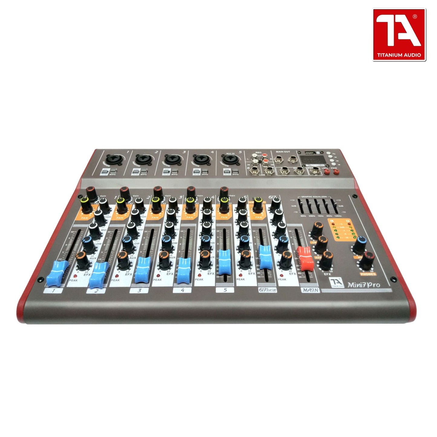 Titanium Audio Mini 7 Pro 7 Channel Mixer /  Professional Mixing Console / Audio Mixer