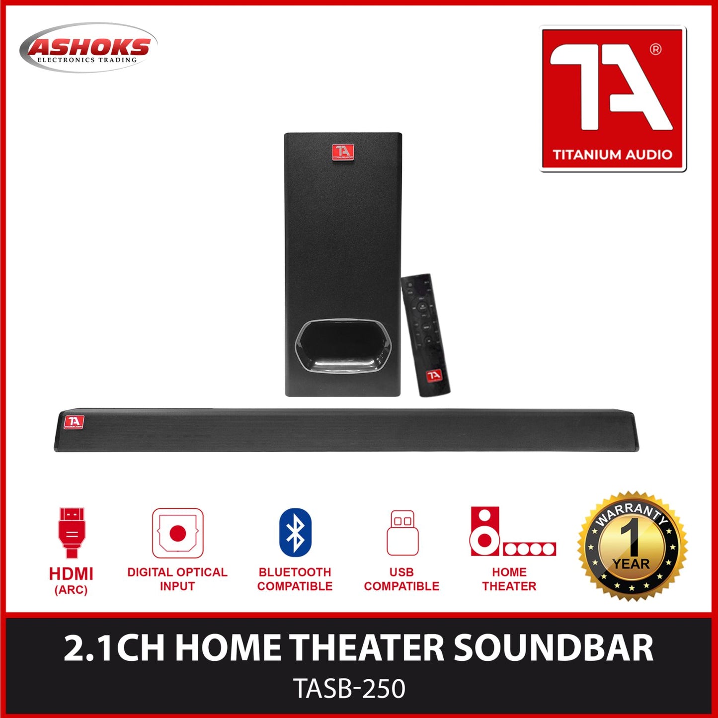 Titanium Audio TASB 250 Sound Bar With Subwoofer