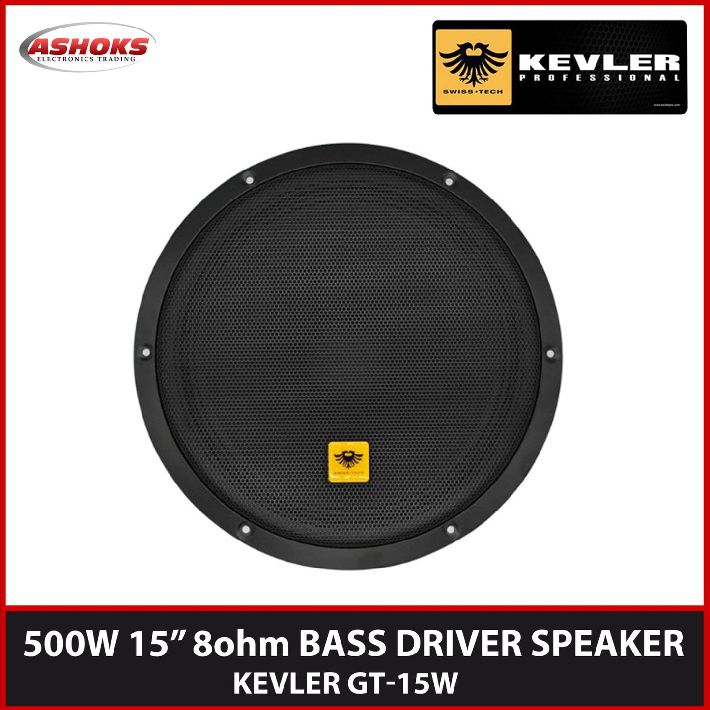 Kevler GT-15W 15" Bass Driver Speaker Woofer 500W 15W