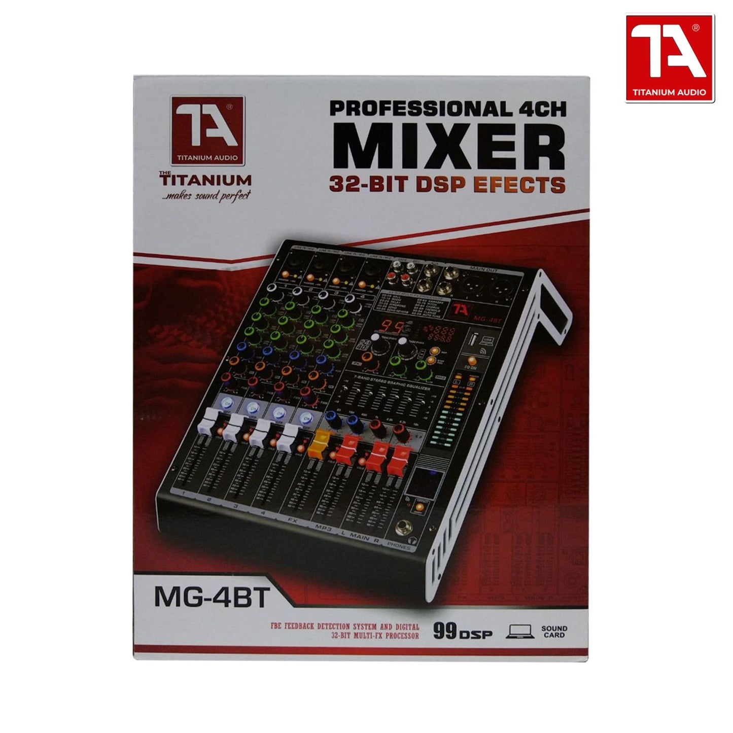 Titanium Audio MG-4BT Mixer / Professional 4 Channel Mixer / 32-BIT DSP Effects