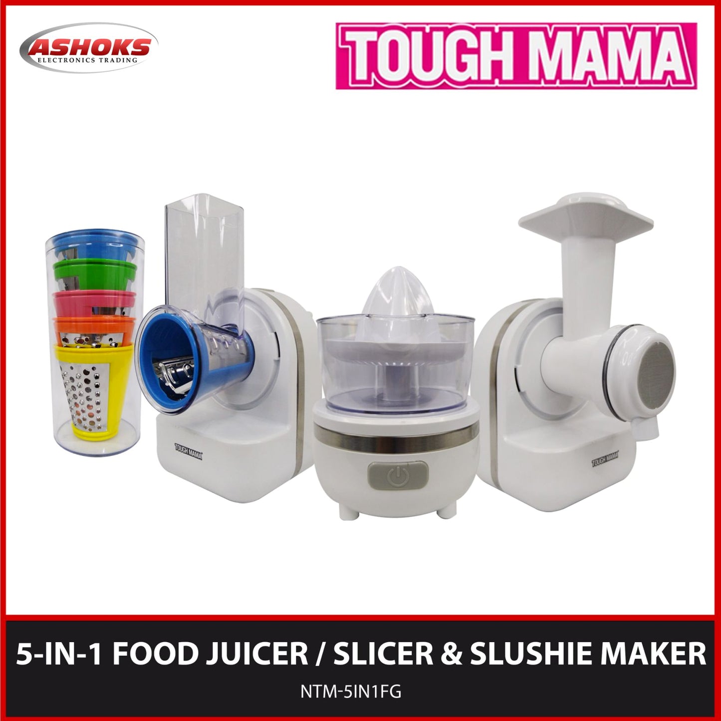 Tough Mama NTM-5IN1FG 5 in 1 Food Genie / Juicer, Slicer and  Slushie Maker / Tough Mama / juicer / 5 in 1 food genie /