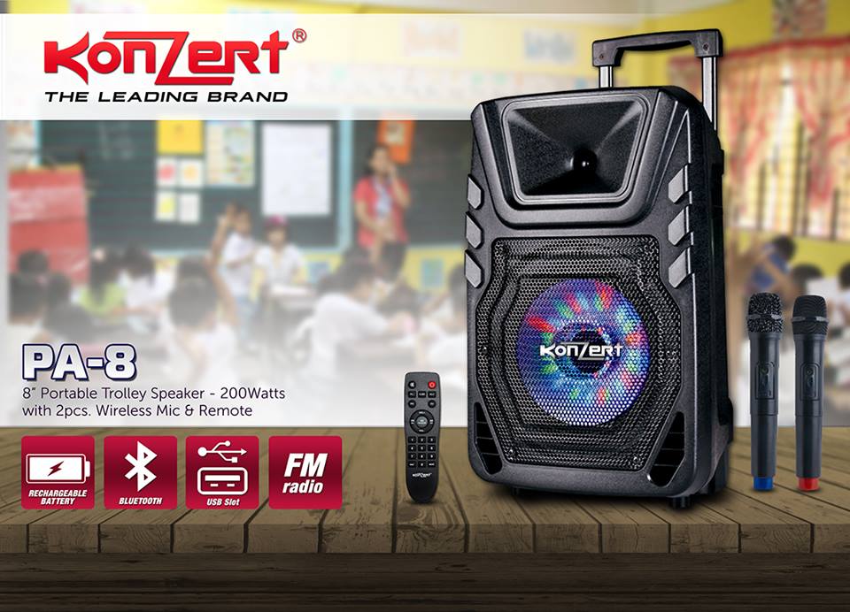 Konzert PA 8 200W Portable Trolley Speaker / Rechargeable Speaker / Active Speaker