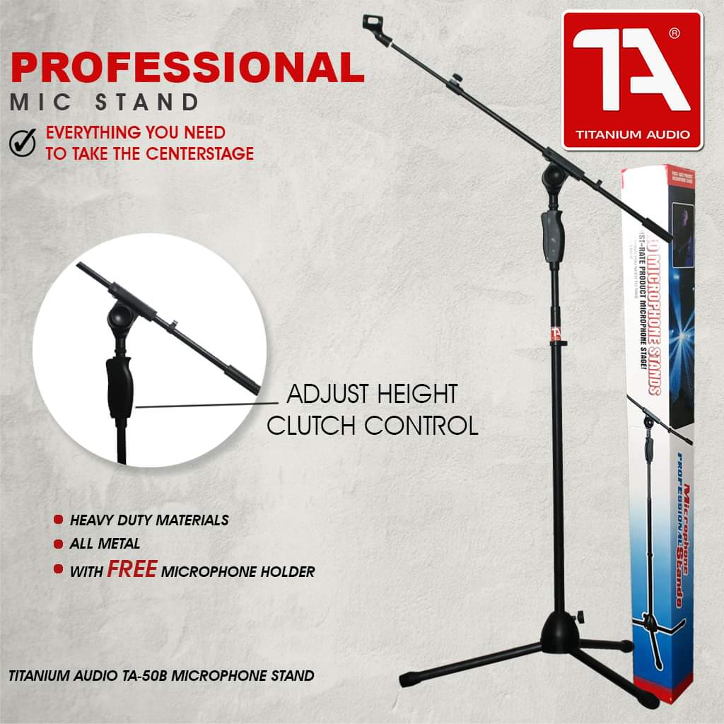 Titanium Audio TA-50B Microphone Stand Metal / Mic Stand with free Mic Holder